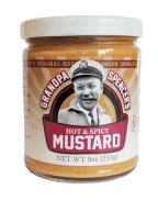 9oz jar of Grandpa Spencer's hot and spicy flavored mustard